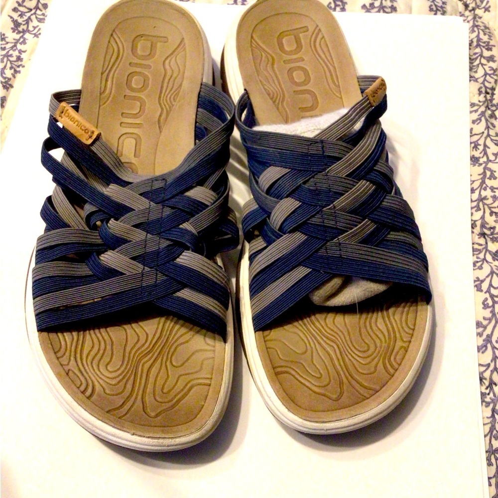 Bionico blue and grey sandals, size 8.5 M